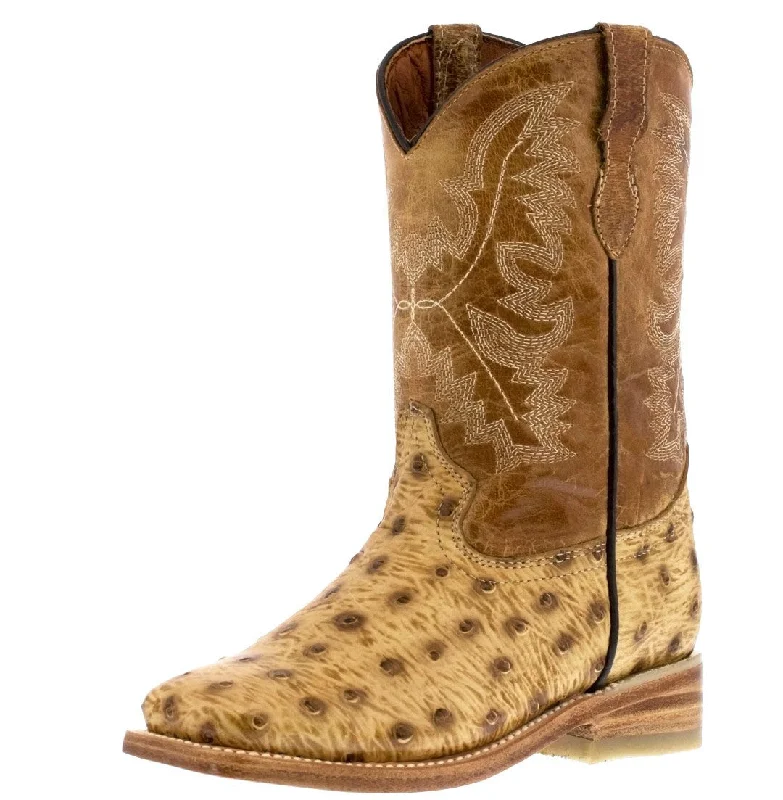 Men's cowboy boots with a leather lining for comfortKids Unisex Western Boots Ostrich Quill Pattern Leather Sand Square Toe Botas Men's cowboy boots with a leather lining for comfortKids Unisex Western Boots Ostrich Quill Pattern Leather Sand Square Toe Botas