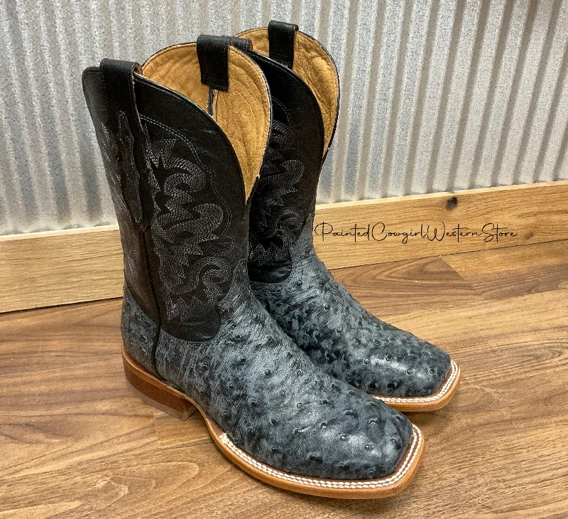 Men's genuine leather cowboy boots with a pointed toeTony Lama Men's Moore Grey Ostrich Square Toe Western Boots TL5355 Men's genuine leather cowboy boots with a pointed toeTony Lama Men's Moore Grey Ostrich Square Toe Western Boots TL5355