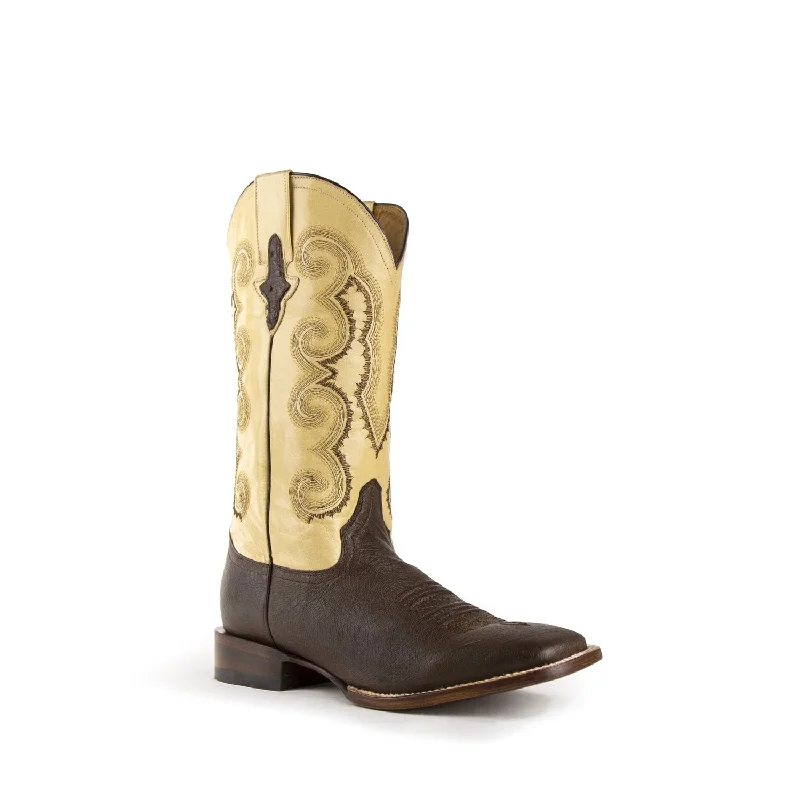 Men's cowboy boots with a scalloped edgeFerrini Mens Chocolate Leather Ostrich S-Toe Morgan Cowboy Boots Men's cowboy boots with a scalloped edgeFerrini Mens Chocolate Leather Ostrich S-Toe Morgan Cowboy Boots