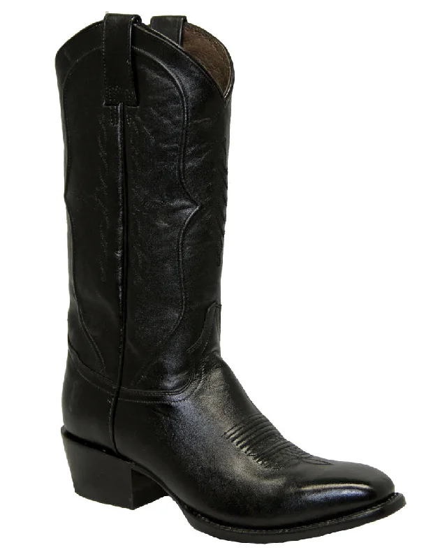 Men's cowboy boots with a leather lining for comfortMens Solid Black Leather Boot