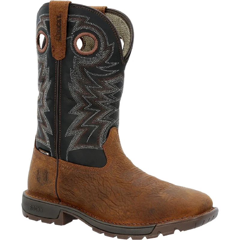 Men's cowboy boots with a decorative inlayRocky Mens Brown/Black Leather ST Legacy 32 WP Cowboy Boots Men's cowboy boots with a decorative inlayRocky Mens Brown/Black Leather ST Legacy 32 WP Cowboy Boots