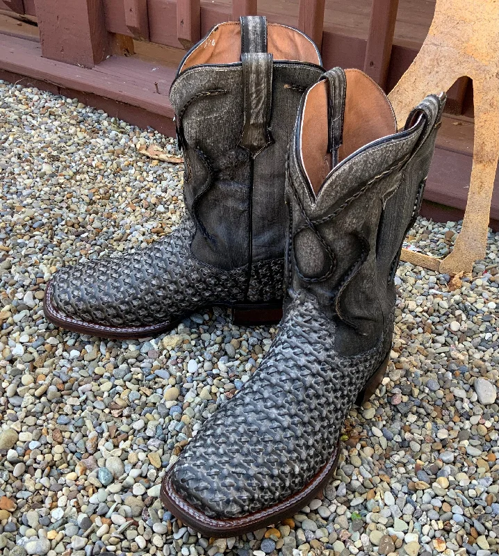 Men's cowboy boots with a rubber sole for tractionDan Post Men's Stanley Black Weave Square Toe Cowboy Boots DP4909 Men's cowboy boots with a rubber sole for tractionDan Post Men's Stanley Black Weave Square Toe Cowboy Boots DP4909