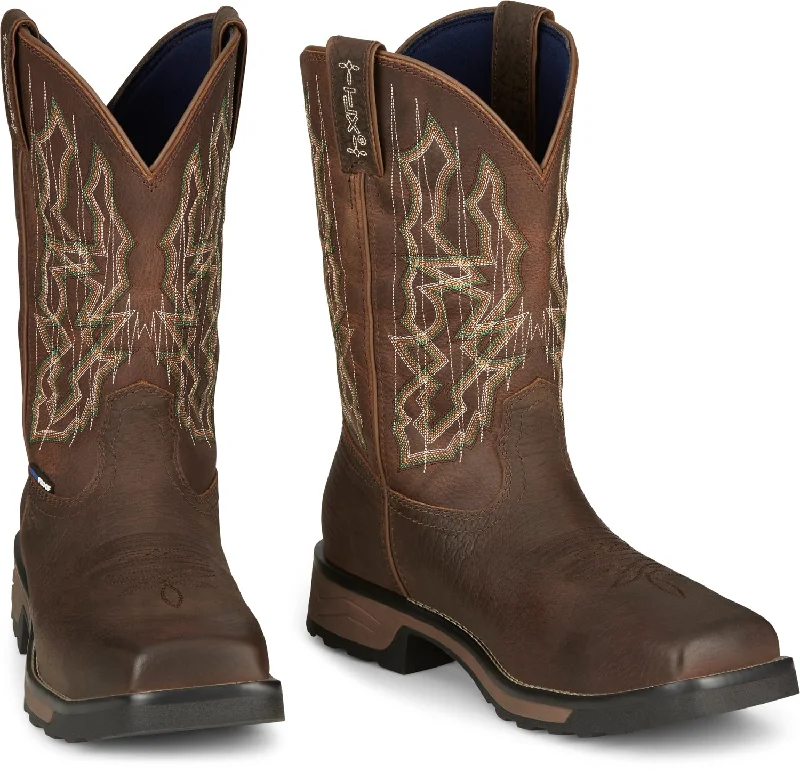Men's cowboy boots with a concho belt detailTony Lama 11in CT WP Mens Cognac Anchor Leather Cowboy Boots Men's cowboy boots with a concho belt detailTony Lama 11in CT WP Mens Cognac Anchor Leather Cowboy Boots