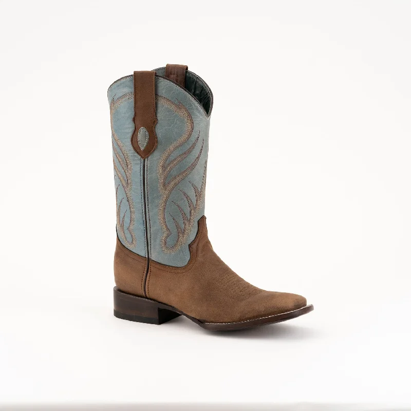 Men's cowboy boots with a rubber sole for tractionFerrini Mens Brown Leather Jackson S-Toe Cowboy Boots