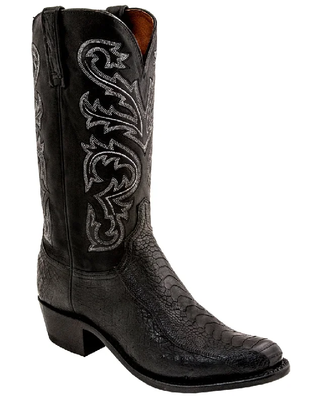 Men's cowboy boots with a rubber sole for tractionMen's Nick Smooth Ostrich Leg Boots