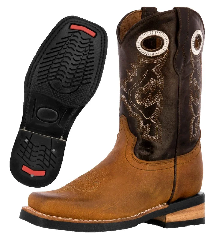 Men's cowboy boots with a suede shaftKids Unisex Real Leather Western Boots Honey Brown Work Square Toe Botas Men's cowboy boots with a suede shaftKids Unisex Real Leather Western Boots Honey Brown Work Square Toe Botas