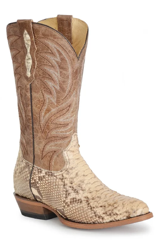 Men's genuine leather cowboy boots with a pointed toeRoper Mens Natural Leather Peyton Python 13In Cowboy Boots Men's genuine leather cowboy boots with a pointed toeRoper Mens Natural Leather Peyton Python 13In Cowboy Boots
