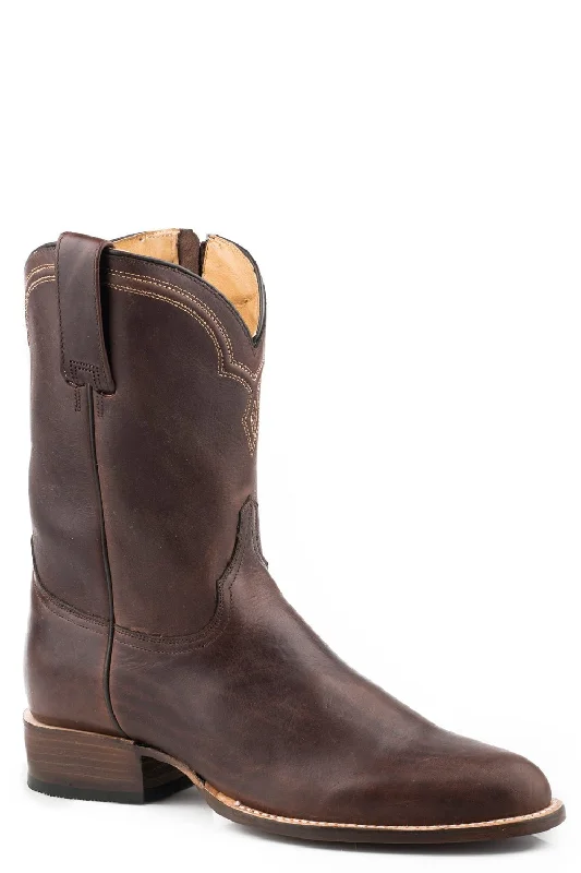 Men's cowboy boots with a silver - toned buckleStetson Mens Rancher Zip Brown Leather Cowboy Boots Men's cowboy boots with a silver - toned buckleStetson Mens Rancher Zip Brown Leather Cowboy Boots