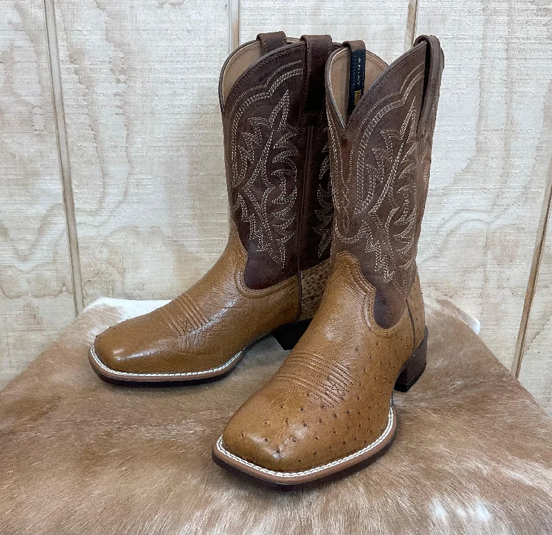 Men's cowboy boots with a leather sole for a classic lookAriat Men's Night Life Ultra Smooth Ostrich Square Toe Cowboy Boots 10040345 Men's cowboy boots with a leather sole for a classic lookAriat Men's Night Life Ultra Smooth Ostrich Square Toe Cowboy Boots 10040345