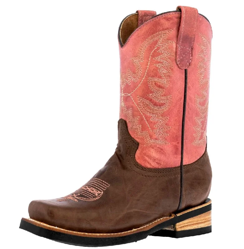 Men's cowboy boots with a snake - skin textureKids Pink Western Cowboy Boots Stitched Leather Square Toe Men's cowboy boots with a snake - skin textureKids Pink Western Cowboy Boots Stitched Leather Square Toe