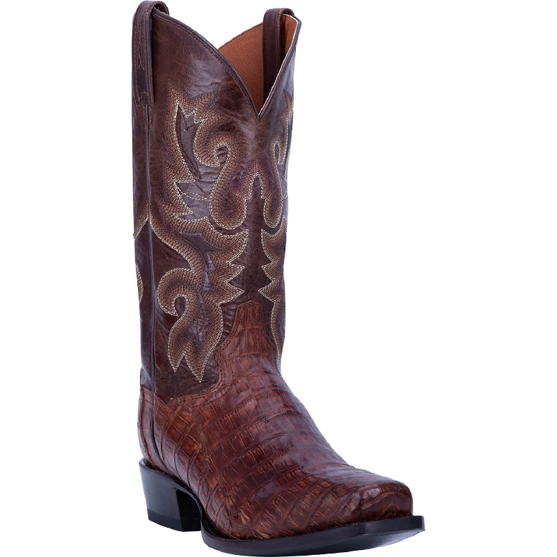 Men's cowboy boots with a decorative inlayDan Post Mens Brass Cowboy Boots Caiman Square Toe Men's cowboy boots with a decorative inlayDan Post Mens Brass Cowboy Boots Caiman Square Toe