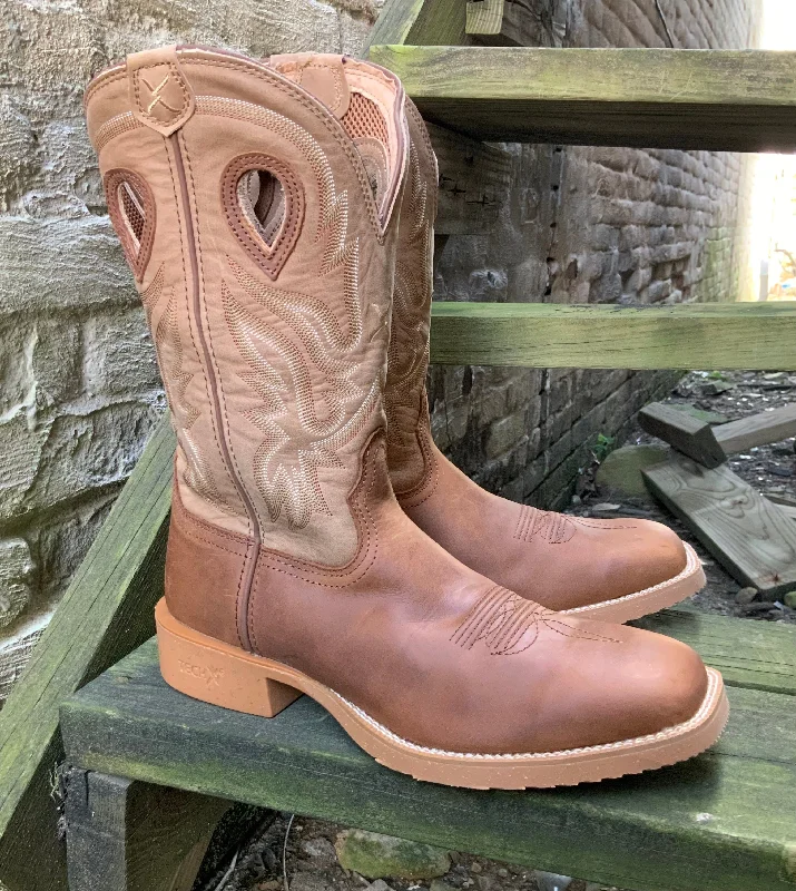 Men's cowboy boots with a concho belt detailTwisted X Men's 12” Tech Hazel & Sand Western Boot MXTR001 Men's cowboy boots with a concho belt detailTwisted X Men's 12” Tech Hazel & Sand Western Boot MXTR001