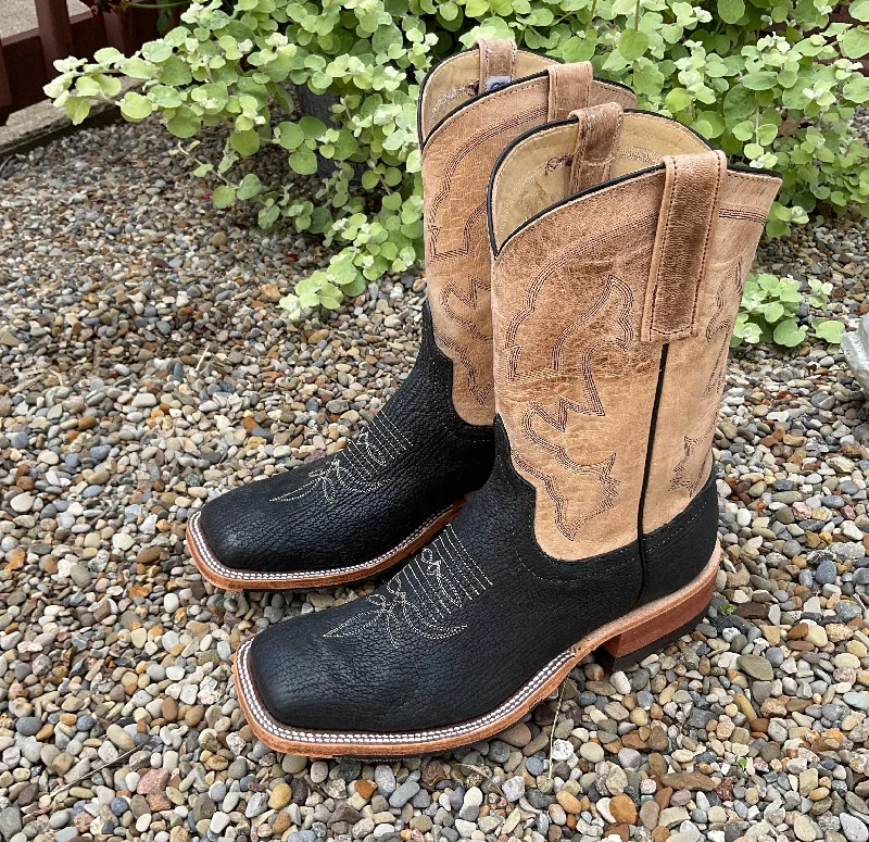 Men's cowboy boots with a concho belt detailAnderson Bean Men's Black Shark & Bone Mad Cat Square Toe Cowboy Boots 335360 Men's cowboy boots with a concho belt detailAnderson Bean Men's Black Shark & Bone Mad Cat Square Toe Cowboy Boots 335360