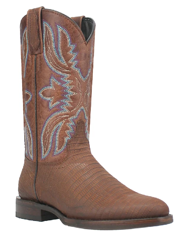 Men's cowboy boots with a rubber sole for tractionMen's Saw Buck Lizard Print Western Boots