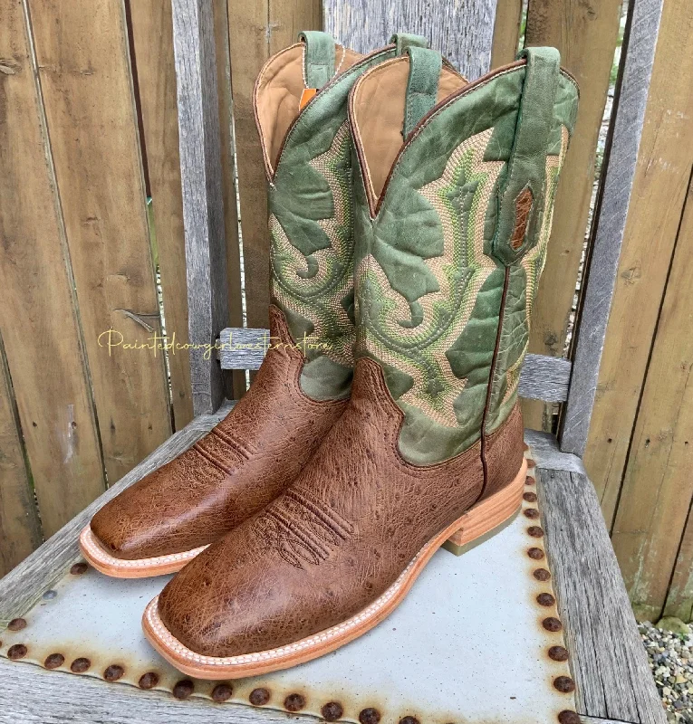 Western - style men's cowboy boots with intricate stitchingCorral Men's Orix Tan & Green Smooth Ostrich Wide Square Toe Cowboy Boots A4145 Western - style men's cowboy boots with intricate stitchingCorral Men's Orix Tan & Green Smooth Ostrich Wide Square Toe Cowboy Boots A4145