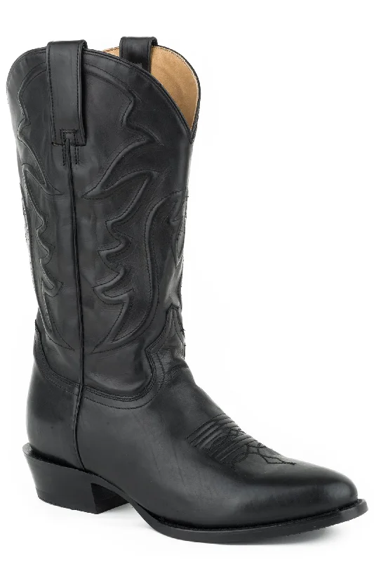 Men's cowboy boots with a distressed leather finishStetson Mens Burnished Black Leather Ames Cowboy Boots Men's cowboy boots with a distressed leather finishStetson Mens Burnished Black Leather Ames Cowboy Boots
