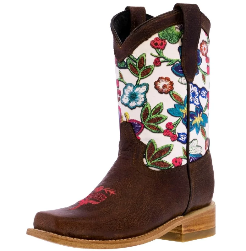 Men's cowboy boots with a leather sole for a classic lookKids Brown Western Cowboy Boots Flowers Leather Square Toe Vaquera Men's cowboy boots with a leather sole for a classic lookKids Brown Western Cowboy Boots Flowers Leather Square Toe Vaquera
