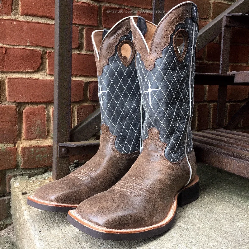 Men's cowboy boots with a distressed leather finishTwisted X Men's Ruff Stock Brown Bomber and Blue Western Boots MRS0027 Men's cowboy boots with a distressed leather finishTwisted X Men's Ruff Stock Brown Bomber and Blue Western Boots MRS0027