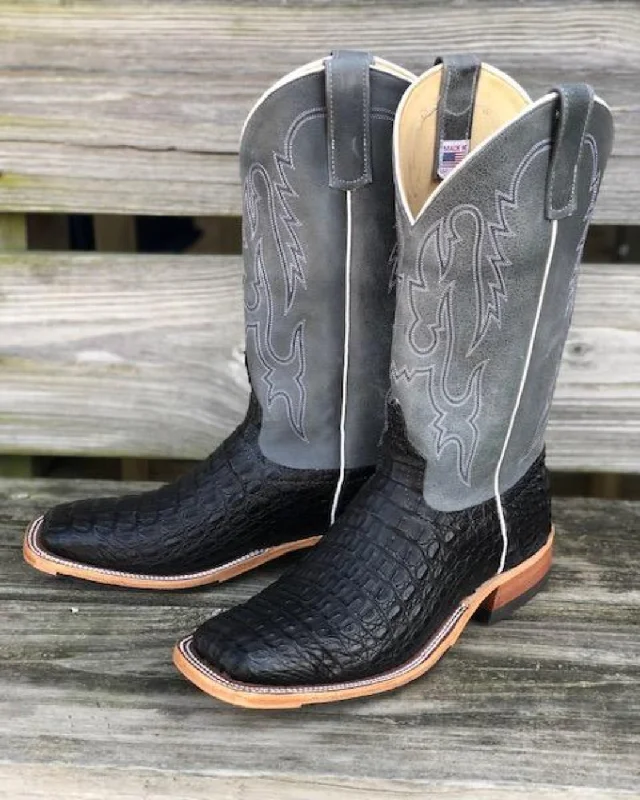 Men's cowboy boots with a snake - skin textureAnderson Bean Men's Black Lux Caiman & Ocean Wipeout Square Toe Cowboy Boots 332204 321801 Men's cowboy boots with a snake - skin textureAnderson Bean Men's Black Lux Caiman & Ocean Wipeout Square Toe Cowboy Boots 332204 321801