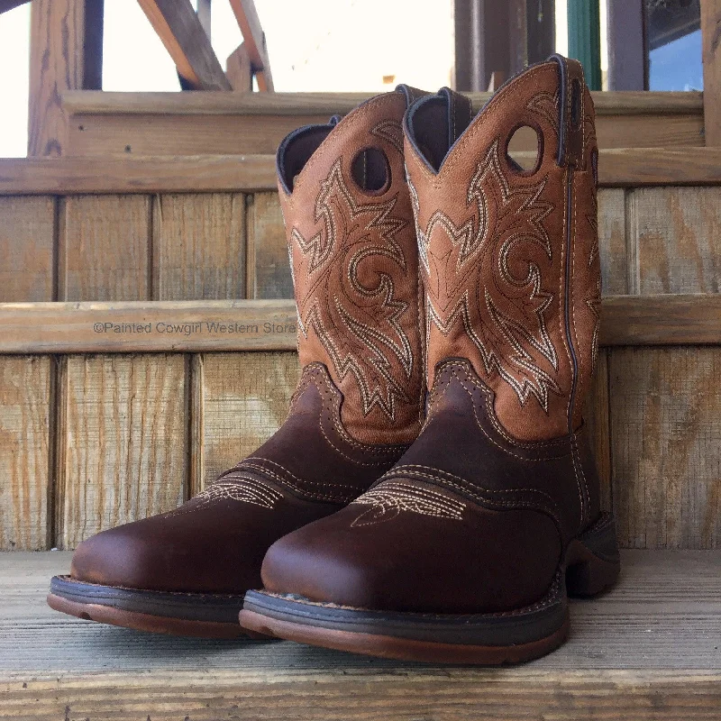 Men's cowboy boots with a decorative inlayDurango Rebel Men's Saddle Up Brown Square Toe Cowboy Boots DB4442 Men's cowboy boots with a decorative inlayDurango Rebel Men's Saddle Up Brown Square Toe Cowboy Boots DB4442