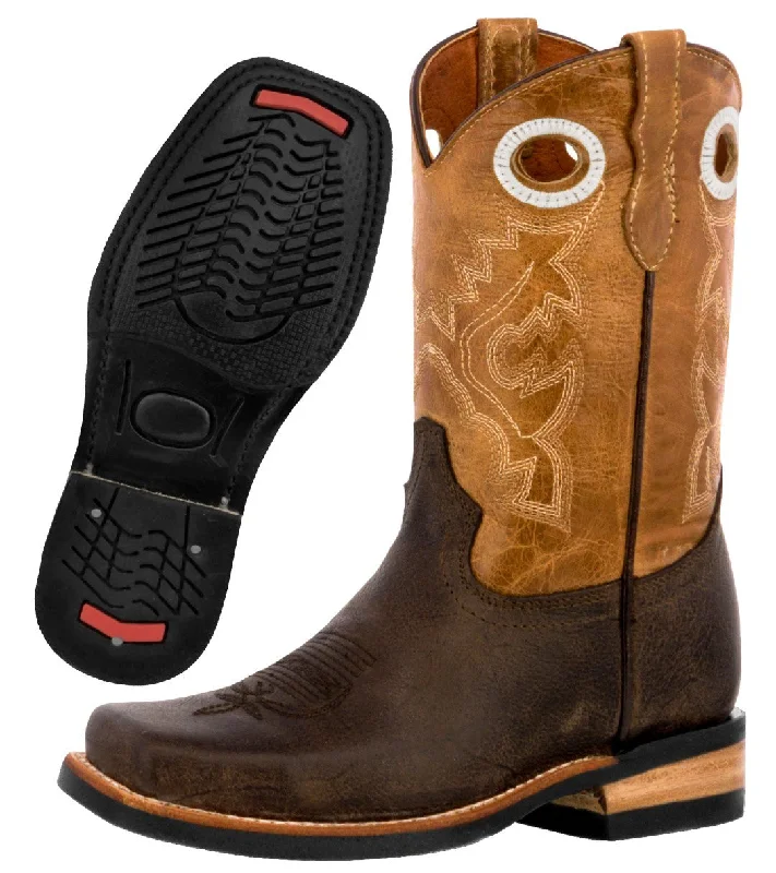 Vintage - style men's cowboy boots with a square toeKids Unisex Real Leather Western Boots Brown Rodeo Square Toe Botas Vaquero Vintage - style men's cowboy boots with a square toeKids Unisex Real Leather Western Boots Brown Rodeo Square Toe Botas Vaquero