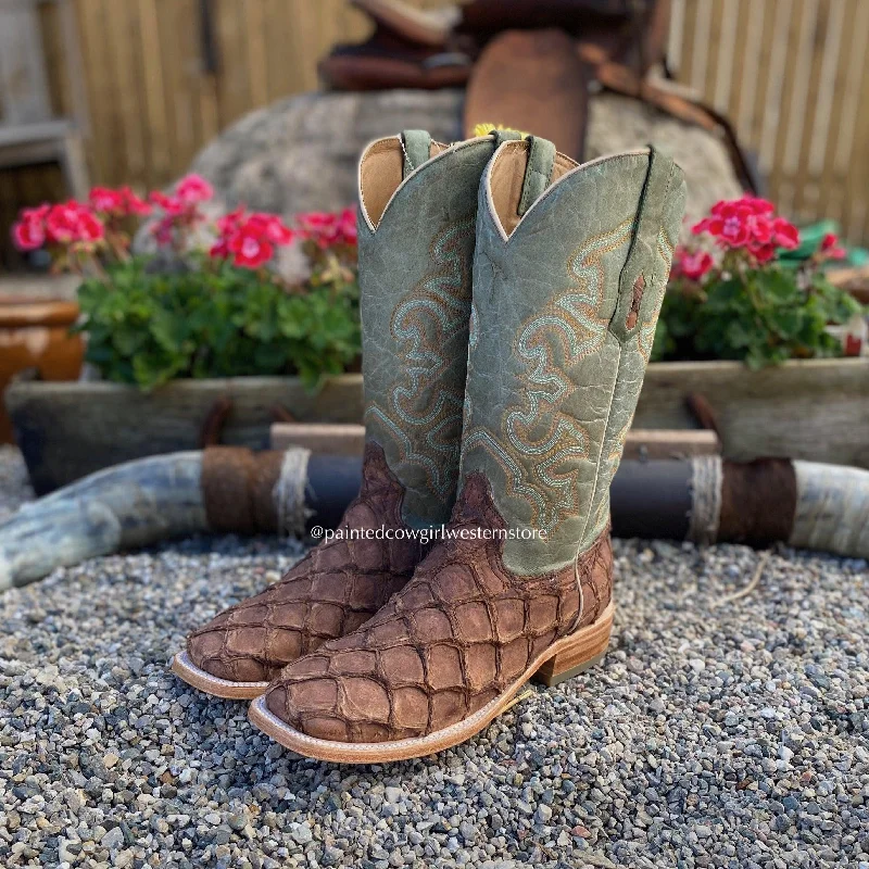 Western - style men's cowboy boots with intricate stitchingCorral Men's Brown Turquoise Fish Square Toe Cowboy Boots A4048 Western - style men's cowboy boots with intricate stitchingCorral Men's Brown Turquoise Fish Square Toe Cowboy Boots A4048