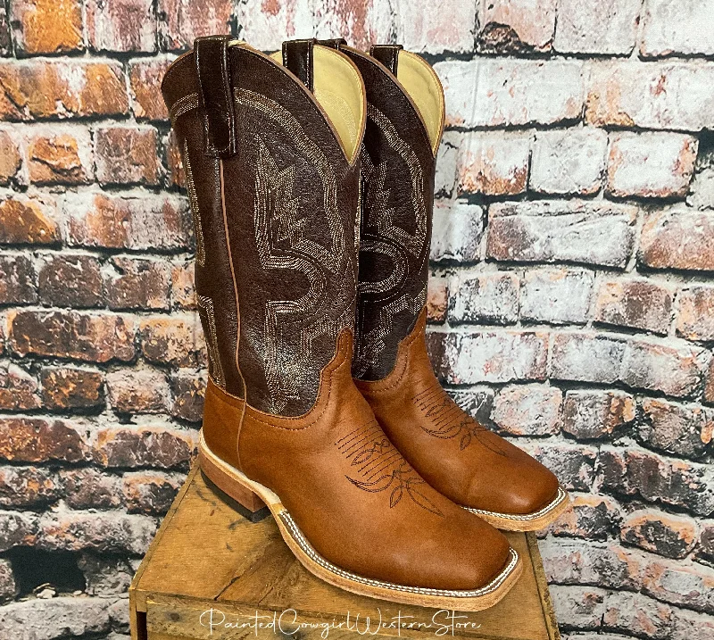 Men's cowboy boots with a pull - on strapAnderson Bean Men's Cuoio Bella & Chocolate Krash Square Toe Cowboy Boots 333570