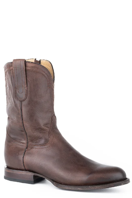 Vintage - style men's cowboy boots with a square toeStetson Mens Brown Leather Rancher Zip Cowboy Boots Vintage - style men's cowboy boots with a square toeStetson Mens Brown Leather Rancher Zip Cowboy Boots