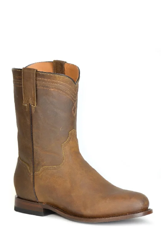 Western - style men's cowboy boots with intricate stitchingRoper Mens Jax Tan Leather Cowboy Boots Western - style men's cowboy boots with intricate stitchingRoper Mens Jax Tan Leather Cowboy Boots