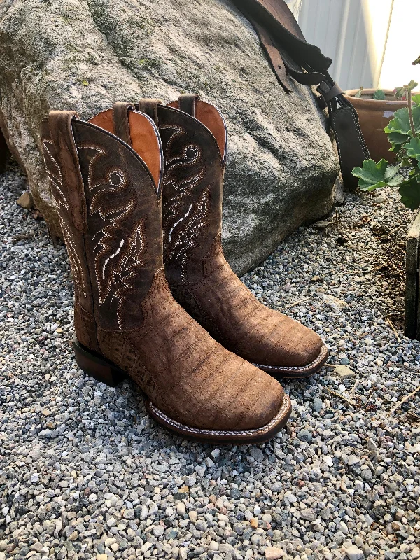 Men's genuine leather cowboy boots with a pointed toeDan Post Men's Mickey Tan Distressed Caiman Square Toe Cowboy Boots DP4896 Men's genuine leather cowboy boots with a pointed toeDan Post Men's Mickey Tan Distressed Caiman Square Toe Cowboy Boots DP4896