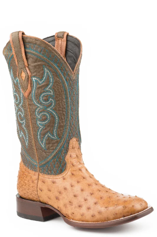 Alligator - print men's cowboy boots for a bold lookStetson Mens Green/Antique Ostrich 13In Cowboy Boots Alligator - print men's cowboy boots for a bold lookStetson Mens Green/Antique Ostrich 13In Cowboy Boots