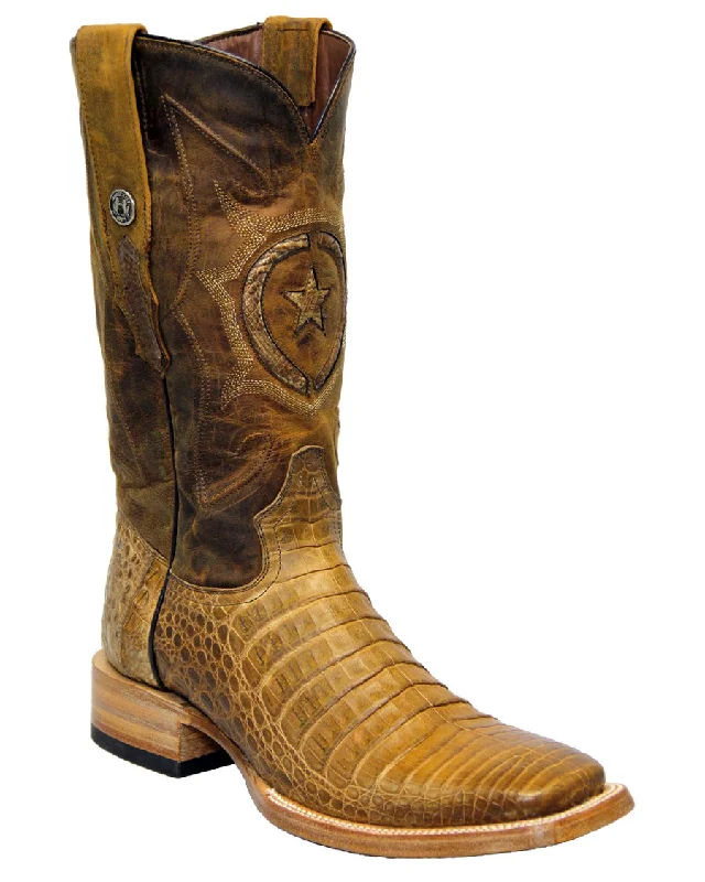 Men's cowboy boots in a dark brown leatherMen's Caiman Belly Boots