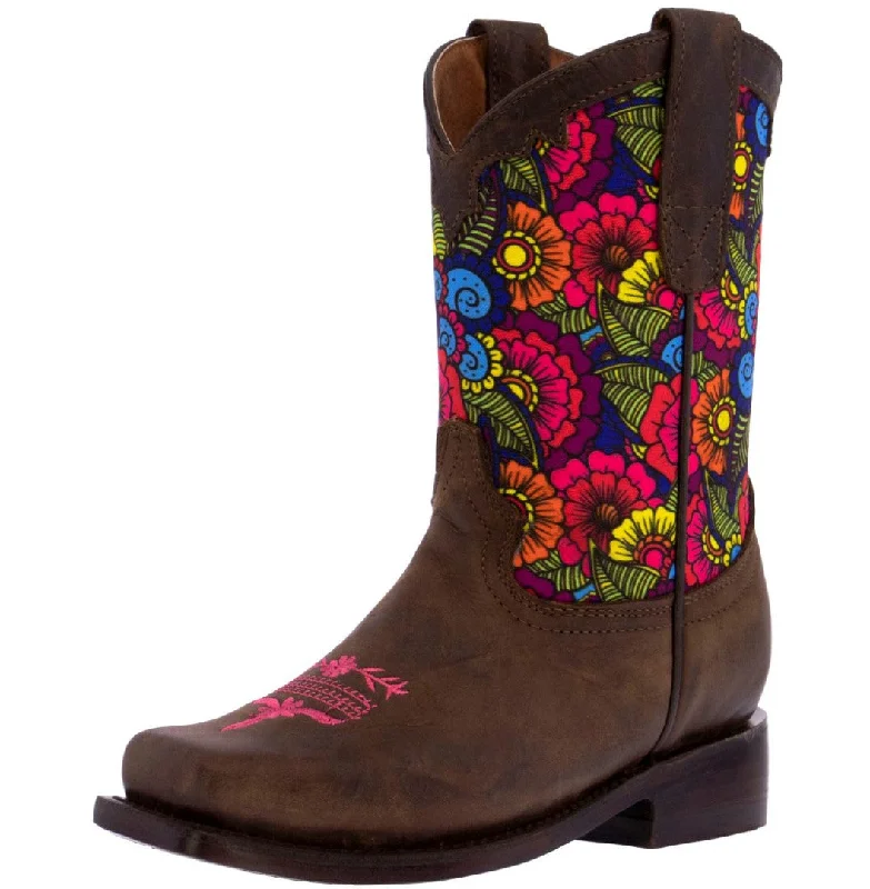 Men's cowboy boots with a decorative inlayKids Dark Brown Western Cowboy Boots Paisley Pattern Square Toe Men's cowboy boots with a decorative inlayKids Dark Brown Western Cowboy Boots Paisley Pattern Square Toe