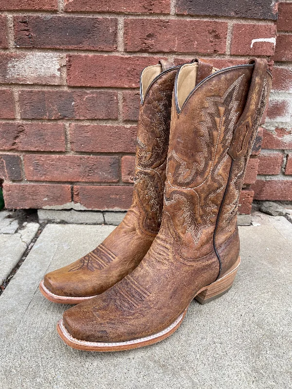 Men's cowboy boots with a suede shaftCorral Men's Distressed Brown Narrow Square Toe Cowboy Boots A4229 Men's cowboy boots with a suede shaftCorral Men's Distressed Brown Narrow Square Toe Cowboy Boots A4229