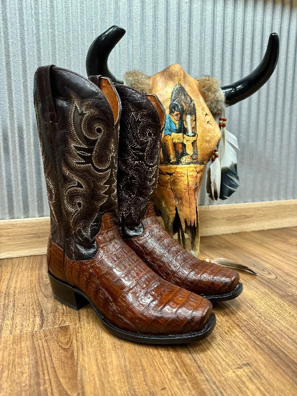 Men's cowboy boots in a dark brown leatherDan Post Men's Brass Bayou Caiman Narrow Square Toe Cowboy Boots DP3074 Men's cowboy boots in a dark brown leatherDan Post Men's Brass Bayou Caiman Narrow Square Toe Cowboy Boots DP3074
