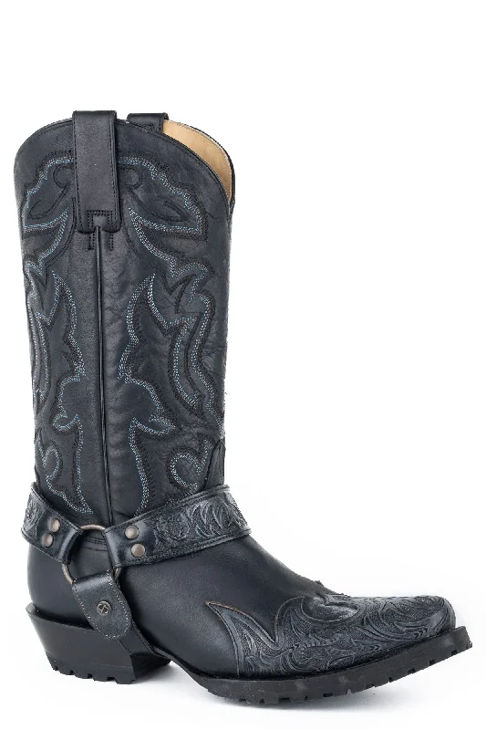 Men's cowboy boots with a high - heeled designStetson Mens Black Leather Outlaw Sciver Biker Cowboy Boots Men's cowboy boots with a high - heeled designStetson Mens Black Leather Outlaw Sciver Biker Cowboy Boots
