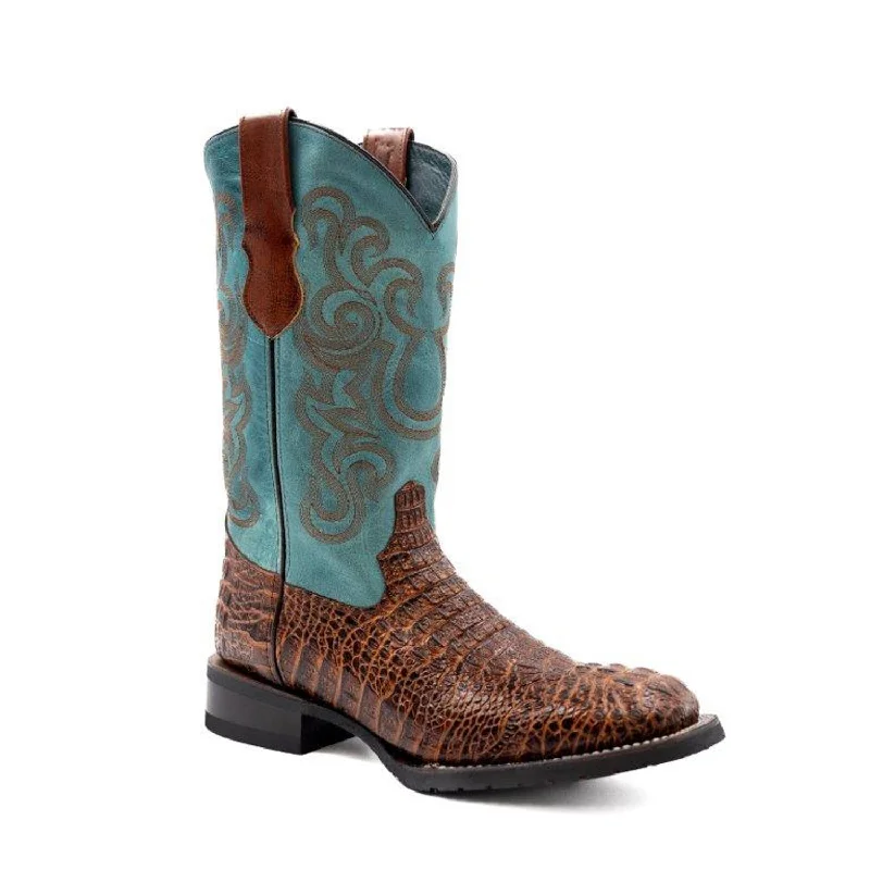 Men's cowboy boots with a spur ledgeFerrini Mens Stampede S-Toe Sport Rust Leather Caiman Cowboy Boots Men's cowboy boots with a spur ledgeFerrini Mens Stampede S-Toe Sport Rust Leather Caiman Cowboy Boots