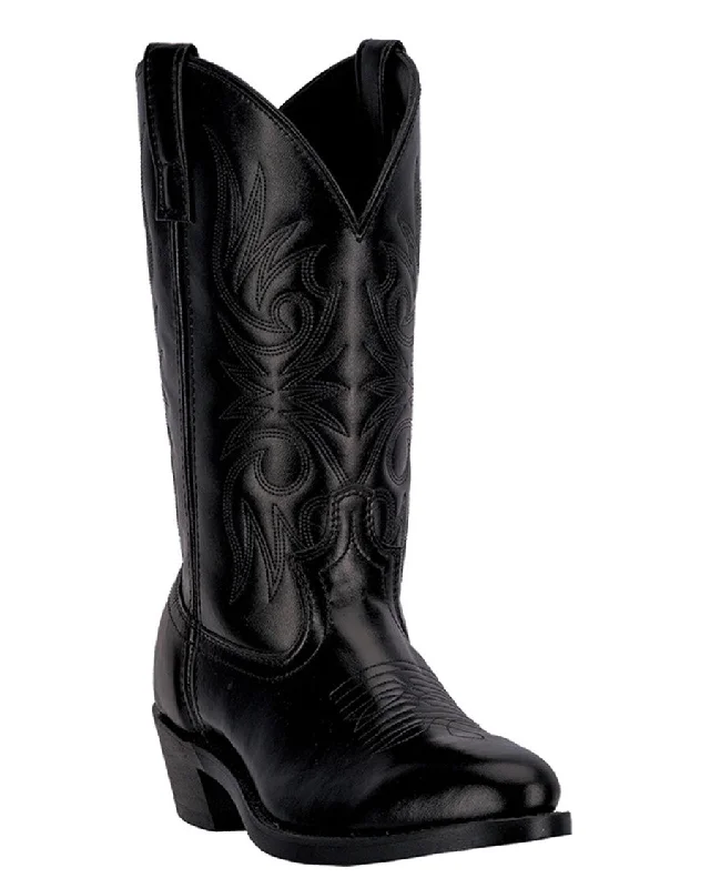 Men's cowboy boots with a decorative inlayMens Paris Trucker Boots - Black