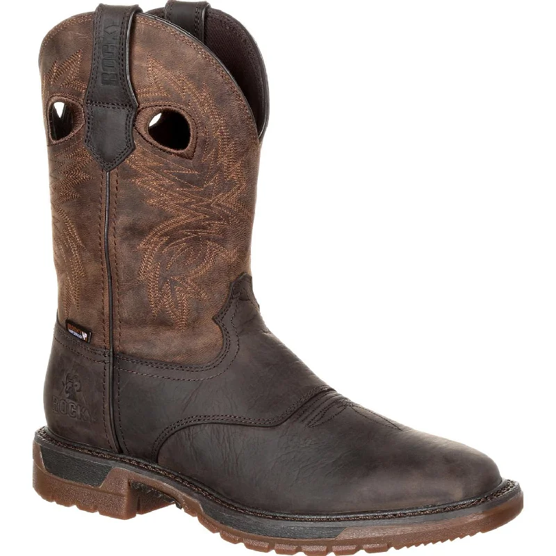 Men's cowboy boots with a high - heeled designRocky Mens Dark Crazy Horse Leather Original Ride FLX WP Cowboy Boots Men's cowboy boots with a high - heeled designRocky Mens Dark Crazy Horse Leather Original Ride FLX WP Cowboy Boots