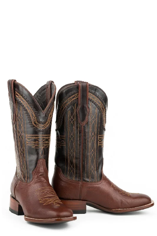 Vintage - style men's cowboy boots with a square toeStetson Mens Chocolate Leather Denver 13In Goat Cowboy Boots Vintage - style men's cowboy boots with a square toeStetson Mens Chocolate Leather Denver 13In Goat Cowboy Boots