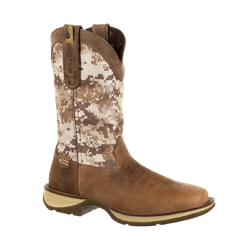 Men's cowboy boots in a dark brown leatherDurango Mens Rebel Pull On Western Dusty Brown/Camo Leather Cowboy Boots Men's cowboy boots in a dark brown leatherDurango Mens Rebel Pull On Western Dusty Brown/Camo Leather Cowboy Boots