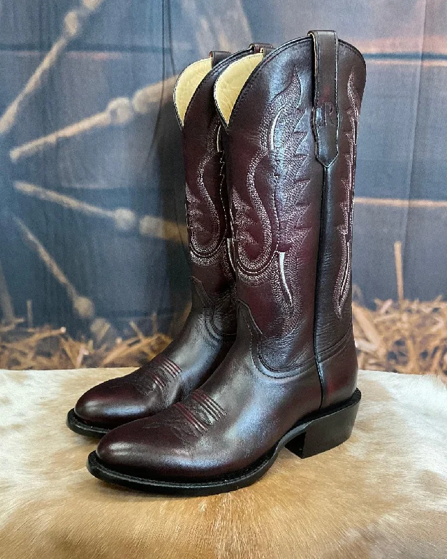 Men's cowboy boots with a spur ledgeR. Watson Men's Black Cherry Brush Off R Toe Cowboy Boots RW7008-3 Men's cowboy boots with a spur ledgeR. Watson Men's Black Cherry Brush Off R Toe Cowboy Boots RW7008-3