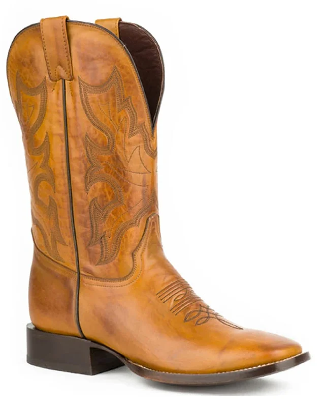 Men's cowboy boots with a decorative inlayMen's Burnished Ficcini Leather Boots