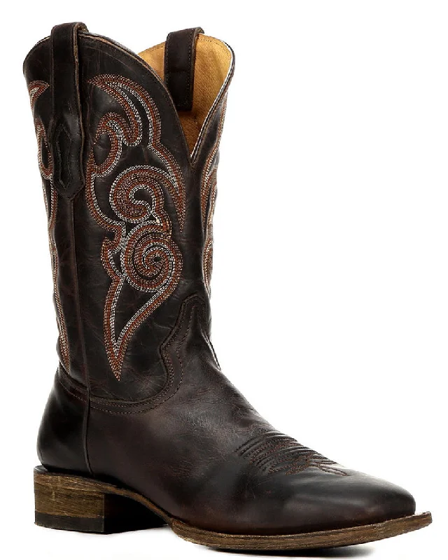 Men's cowboy boots with a leather sole for a classic lookMens Embroidered Boots - Chocolate Men's cowboy boots with a leather sole for a classic lookMens Embroidered Boots - Chocolate