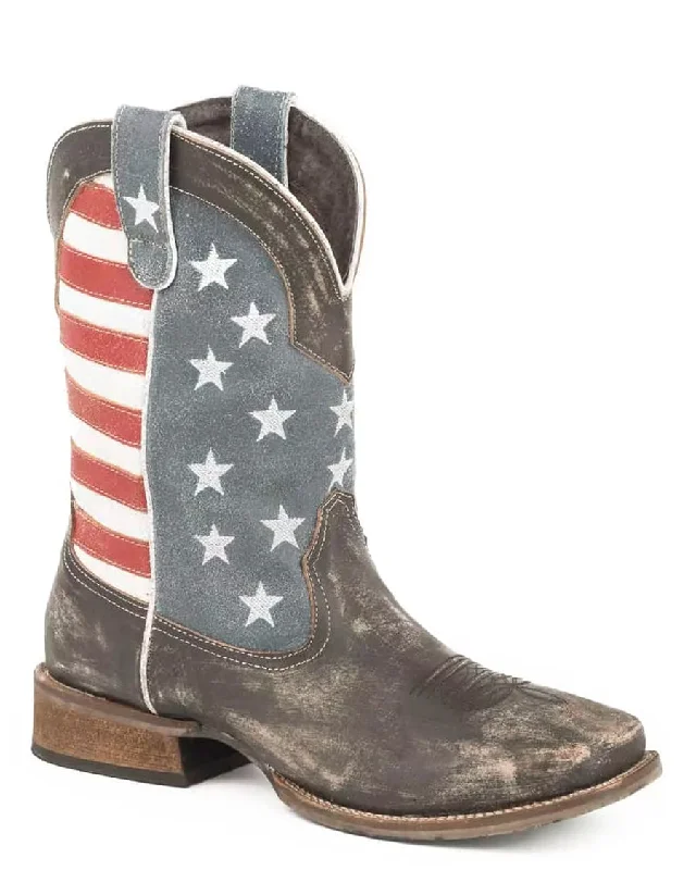 Men's cowboy boots in a dark brown leatherMen's American Flag Western Boots