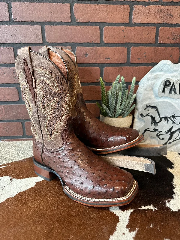Men's cowboy boots with a high - heeled designDan Post Men's Alamosa Full Quill Ostrich Square Toe Cowboy Boots DP3875 Men's cowboy boots with a high - heeled designDan Post Men's Alamosa Full Quill Ostrich Square Toe Cowboy Boots DP3875