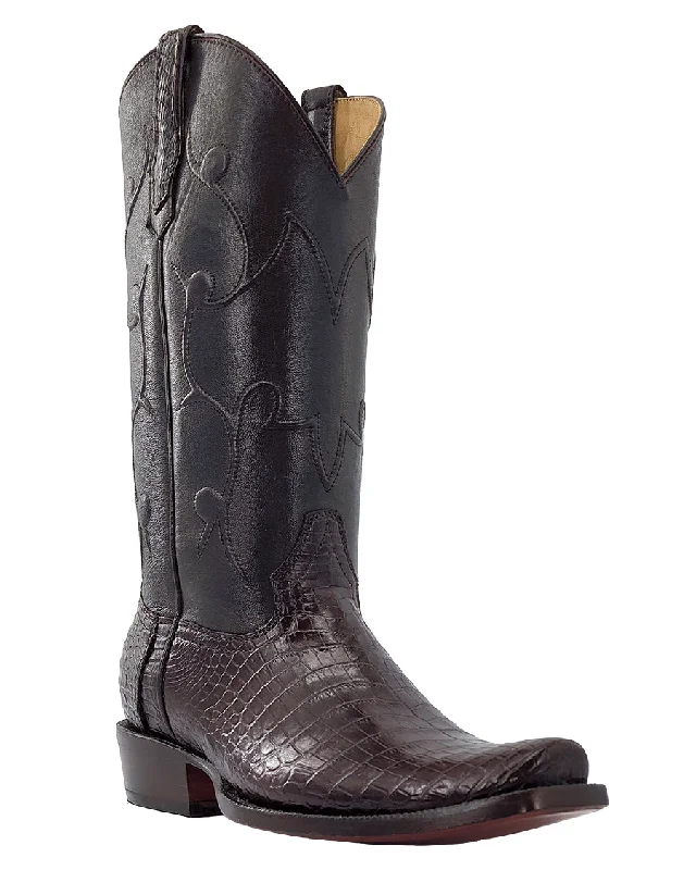 Men's cowboy boots with a suede shaftMen's Chocolate Exotic Western Boots
