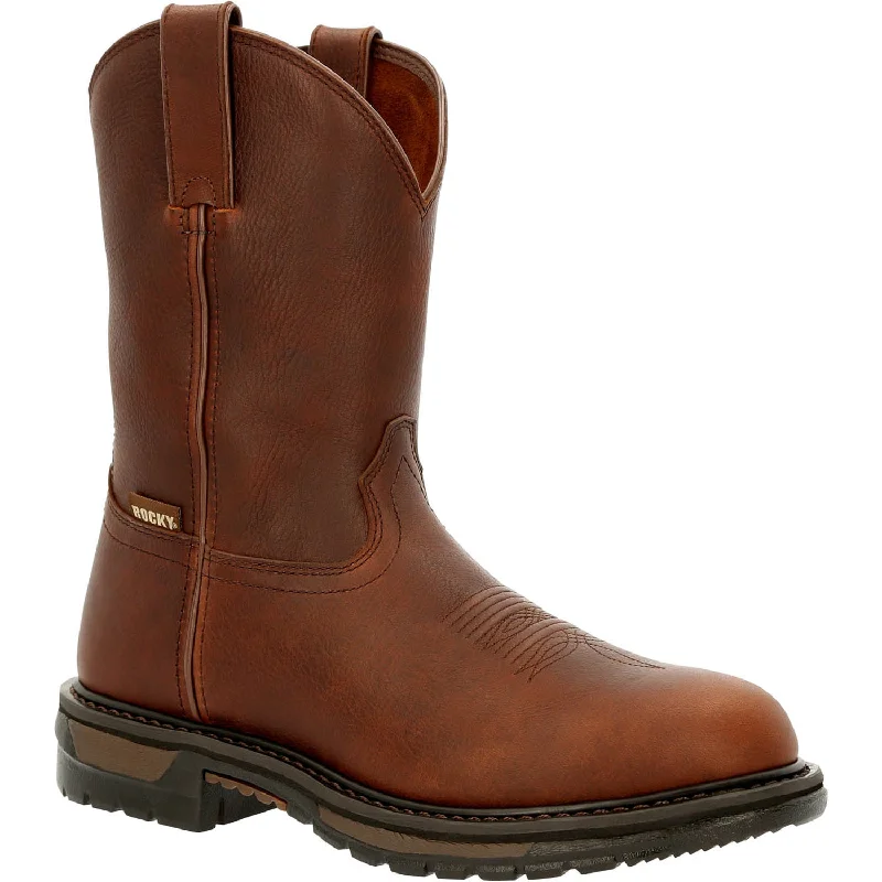 Men's cowboy boots with a heel guardRocky Mens Brown Leather Original Ride Unlined Cowboy Boots Men's cowboy boots with a heel guardRocky Mens Brown Leather Original Ride Unlined Cowboy Boots