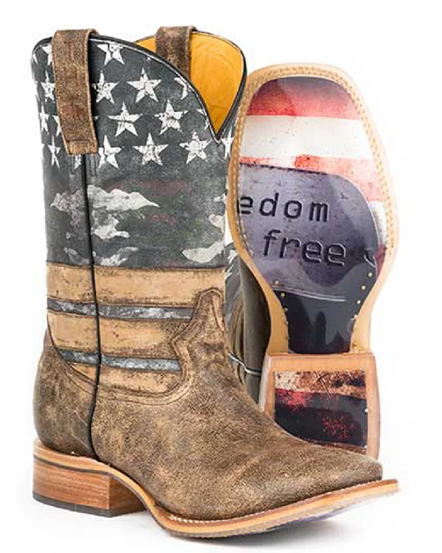 Men's cowboy boots with a silver - toned buckleMen's Freedom Dog Tag Western Boots