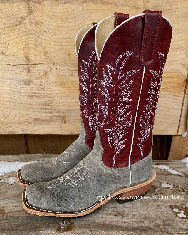 Men's cowboy boots with a leather sole for a classic lookAnderson Bean Men's Stone Waxy Kudu & Red Explosion Cowboy Toe Cowboy Boots 330487 Men's cowboy boots with a leather sole for a classic lookAnderson Bean Men's Stone Waxy Kudu & Red Explosion Cowboy Toe Cowboy Boots 330487
